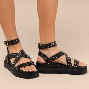 Lulus Aryanna Black Studded Platform Sandals